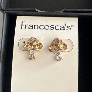 Francesca's Collections Gold Mushroom Crystal Stud Earrings